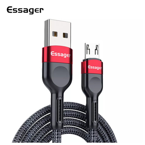 Дата кабель Essager USB - micro USB 2.4 А 1 м чорний (E1199) фото №1