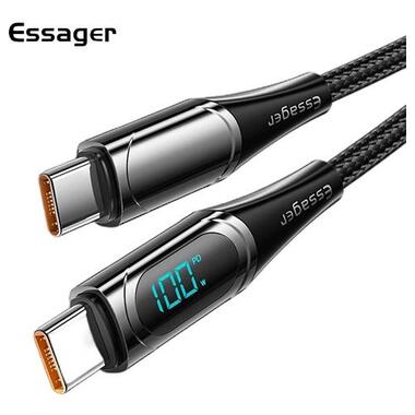 Дата кабель Essager Digital Display USB Type-C - USB Type C 5 A 1 м чорний (4254008) фото №1