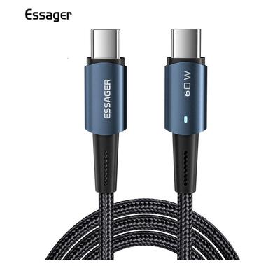 Дата кабель Essager Sunset USB Type C - USB Type-C PD 60 W 1 м чорний (E1207) фото №1