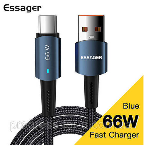 Дата кабель Essager Sunset USB - USB Type-C 6 A PD 66 W 1 м чорний (E1208) фото №1