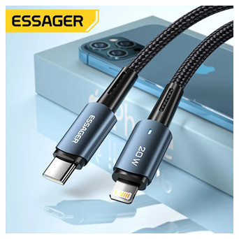 Дата кабель Essager Sunset USB Type-C to Lightning 20 W 1 м чорний (E1224) фото №2