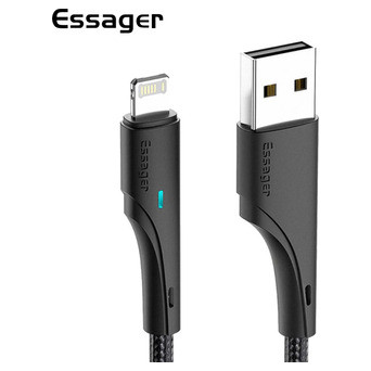 Дата кабель Essager Rousseau Fact charge USB - Lightning 3 A 1 м чорний (E1231) фото №1