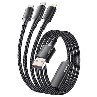 Дата кабель USB 2.0 AM to Lightning + Micro 5P + USB-C 1.2m 100W Essager (EXCMTL-JJ01-P) фото №2