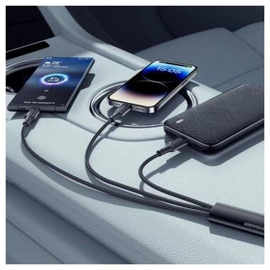 Дата кабель USB 2.0 AM to Lightning + Micro 5P + USB-C 1.2m 100W Essager (EXCMTL-JJ01-P) фото №3