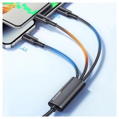 Дата кабель USB 2.0 AM to Lightning + Micro 5P + USB-C 1.2m 100W Essager (EXCMTL-JJ01-P) фото №5