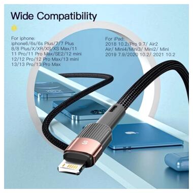 Дата кабель USB 2.0 AM to Lightning 1.0m 2.4A black Essager (EXCL-XC01) фото №7