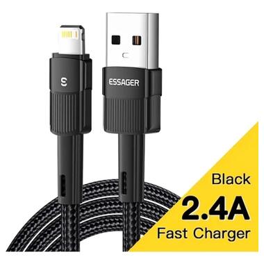 Дата кабель USB 2.0 AM to Lightning 1.0m 2.4A black Essager (EXCL-XC01) фото №1
