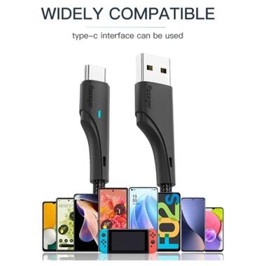 Дата кабель USB 2.0 AM to USB-C 1.0m 3A black Essager (EXCT-LS01) фото №4