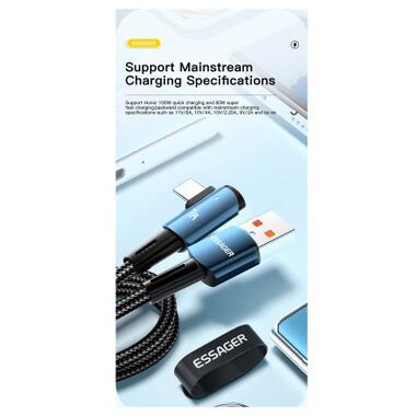 Дата кабель USB 2.0 AM to USB-C 2.0m 100W black Essager (EXCWT7A-CGA01-P) фото №4