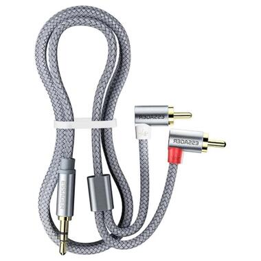 Кабель мультимедийный 3.5mm M to 2xRCA M 2.0m 90° corner Essager (EYPWT-MYA0G-P) фото №2