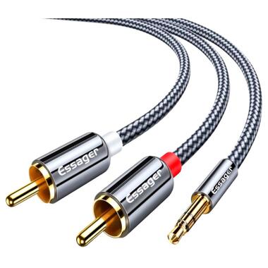 Кабель мультимедийный 3.5mm M to 2xRCA M 3.0m Essager (EYPZJ-MYC0G) фото №1