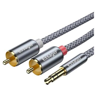 Кабель мультимедийный 3.5mm M to 2xRCA M 3.0m Essager (EYPZJ-MYC0G) фото №3