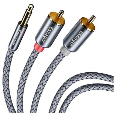 Кабель мультимедийный 3.5mm M to 2xRCA M 3.0m Essager (EYPZJ-MYC0G) фото №2