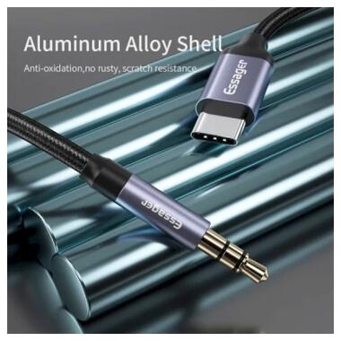 Кабель мультимедийный USB-C to 3.5mm M 1.0m gray Essager (EZJE02-0G) фото №5