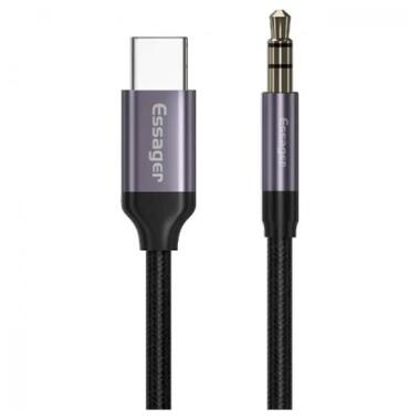 Кабель мультимедийный USB-C to 3.5mm M 1.0m gray Essager (EZJE02-0G) фото №1