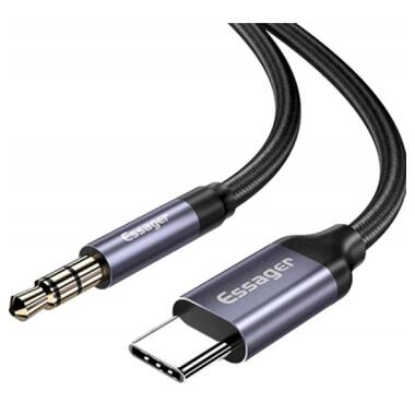 Кабель мультимедийный USB-C to 3.5mm M 1.0m gray Essager (EZJE02-0G) фото №2