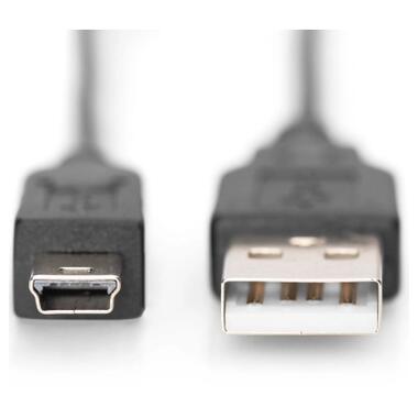 Дата кабель USB 2.0 AM to Mini 5P 3.0m black Digitus (AK-300130-030-S) фото №2