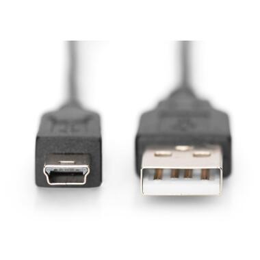 Дата кабель USB 2.0 AM to Mini 5P 3.0m black Digitus (AK-300130-030-S) фото №5