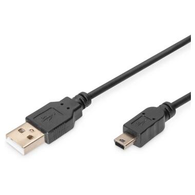Дата кабель USB 2.0 AM to Mini 5P 3.0m black Digitus (AK-300130-030-S) фото №1