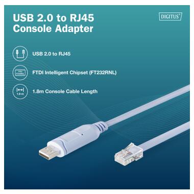 Дата кабель USB AM to RJ45 Ethernet 1.8m FT232RNL black Digitus (DA-70173) фото №6
