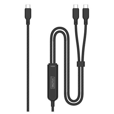 Дата кабель USB-C to 2xUSB-C 1.8m 140W black Digitus (AK-300170-018-S) фото №3