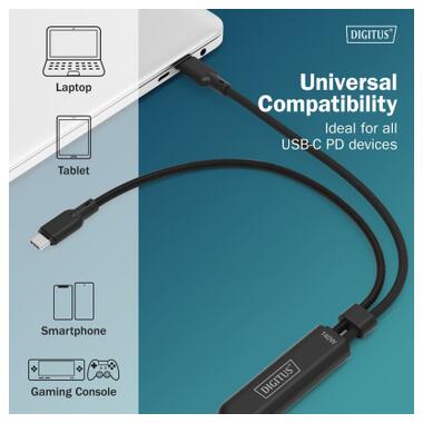 Дата кабель USB-C to 2xUSB-C 1.8m 140W black Digitus (AK-300170-018-S) фото №5