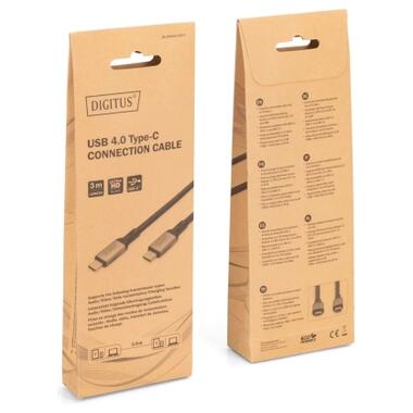 Дата кабель USB-C to USB-C 3.0m USB 4.0 black Digitus (DB-300443-030-S) фото №3