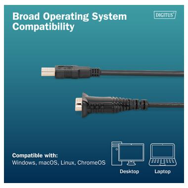 Кабель для передачи данных USB 2.0 AM to COM 1.8m DB9 RS232 FT232RNL black Digitus (DA-70172) фото №4