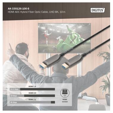 Кабель мультимедийный HDMI M to HDMI M 10m 8K AOC hybrid-fiber black Digitus (AK-330126-100-S) фото №4