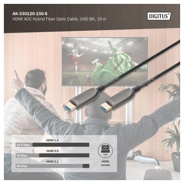 Кабель мультимедийный HDMI M to HDMI M 15m 8K AOC hybrid-fiber black Digitus (AK-330126-150-S) фото №6