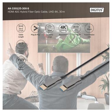 Кабель мультимедийный HDMI M to HDMI M 30m 4K AOC hybrid-fiber black Digitus (AK-330125-300-S) фото №7