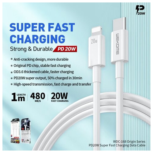 Кабель WK Wekome Fast Charging Cable PD 20W (WDC-168) фото №3