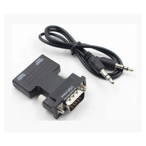 Конвертер з HDMI на VGA OUT, Чорний фото №2