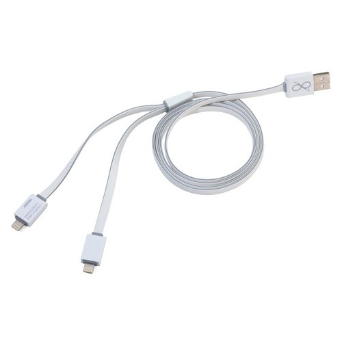 Зарядний кабель Apple lighting для двох пристроїв, білий фото №1