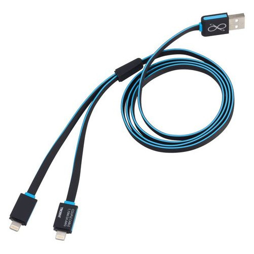 Зарядний кабель Apple lighting для двох пристроїв, синій фото №4