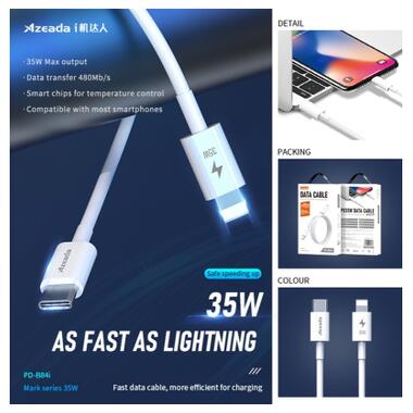 Дата кабель USB-C to Lightning 1.0m PD-B84i 35W Proda (PD-B84i-WHT) фото №4
