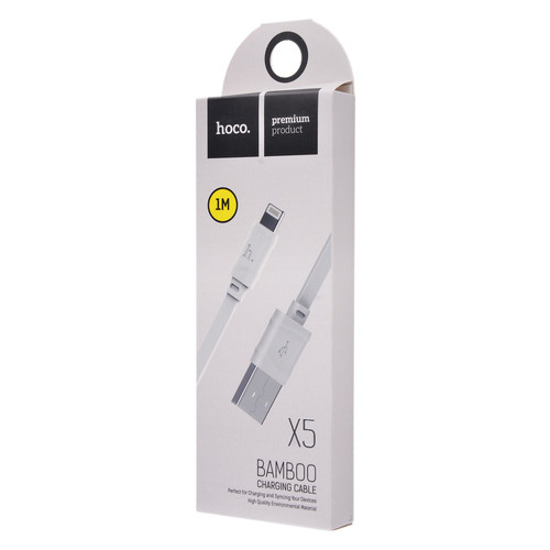 Дата-кабель Hoco X 5 Bamboo USB to Lightning 100 см білий фото №1