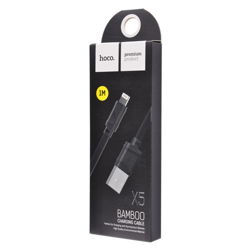 Дата-кабель Hoco X5 Bamboo USB to Lightning 100 см чорний фото №2