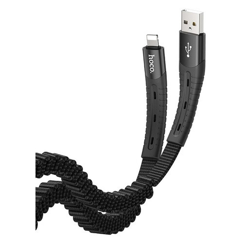 Дата кабель Hoco U78 Cotton treasure elastic Lightning 1.2 м чорний фото №3