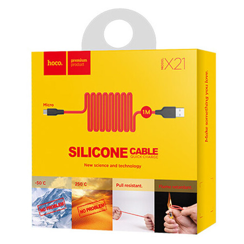 Дата кабель Hoco X21 Silicone Micro USB Cable 1 м чорний / червоний фото №5