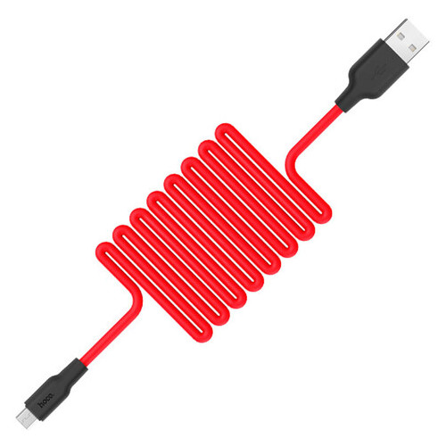Дата кабель Hoco X21 Silicone Micro USB Cable 1 м чорний / червоний фото №1