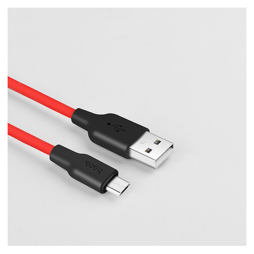 Дата кабель Hoco X21 Silicone Micro USB Cable 1 м чорний / червоний фото №2