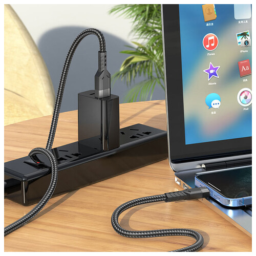 Дата кабель Hoco U110 charging data sync USB to Lightning 1.2 м чорний фото №4