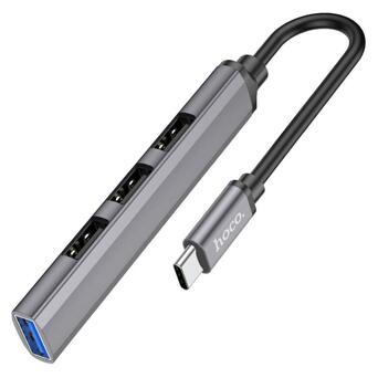 Кабель Hoco HB26 USB Type-C USB3.0 USB2.0 х 3 13 см Metal Gray (6931474765482) фото №2