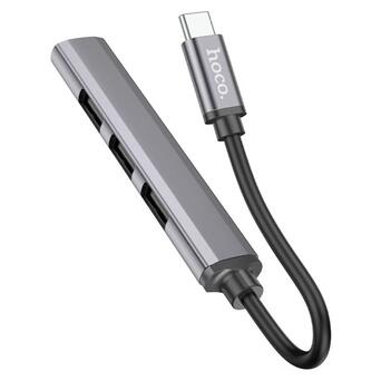 Кабель Hoco HB26 USB Type-C USB3.0 USB2.0 х 3 13 см Metal Gray (6931474765482) фото №3