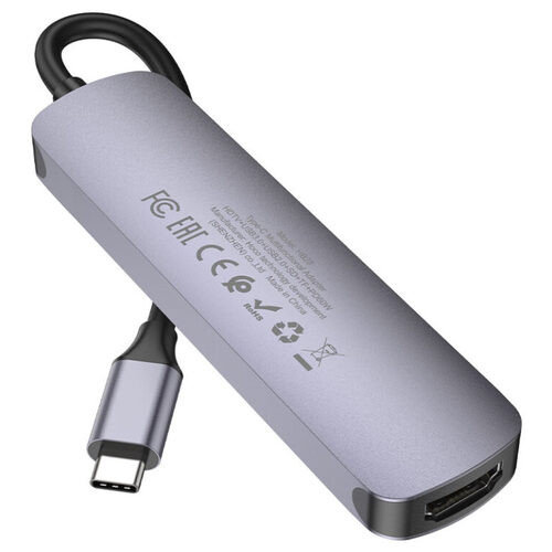 Кабель Hoco HB28 Type-C HDMI/Type-C/USB3.0/USB2.0/SD/TF 3 A 60 W Metal Gray (6931474769336) фото №3