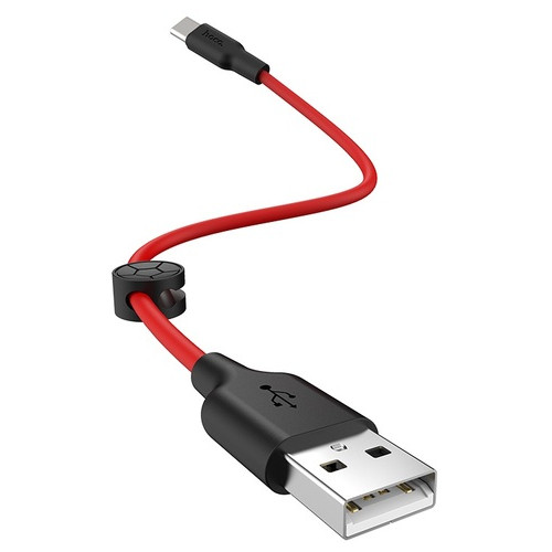 Кабель Hoco X21 USB Type-C 2.4 A 0,25 м Black-Red (6931474712455) фото №4