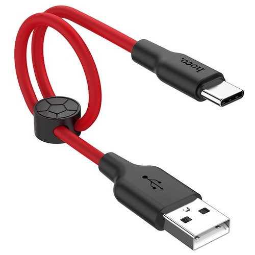 Кабель Hoco X21 USB Type-C 2.4 A 0,25 м Black-Red (6931474712455) фото №1