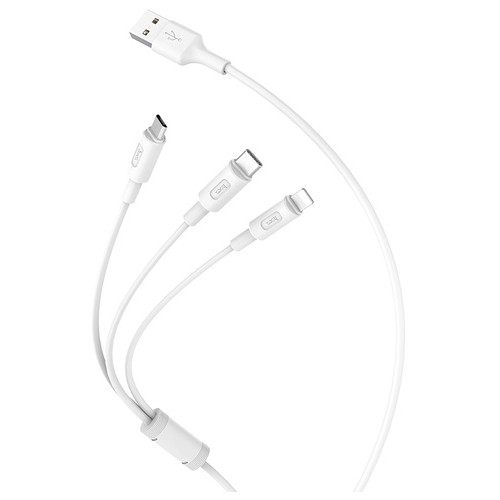 Кабель Hoco X25 USB Type-C microUSB Lightning USB 2A 1m White (6957531080176) фото №3