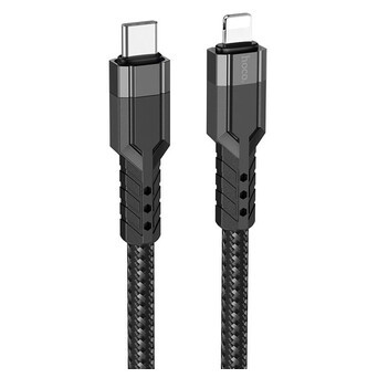 Дата кабель Hoco U110 charging data sync Type-C to Lightning, 1.2 м, чорний фото №1